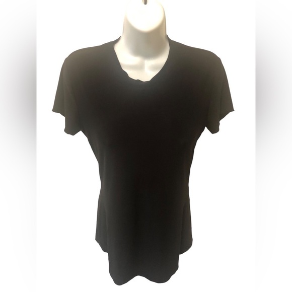 Norma Kamali Slim Fit Fitted Top Tee Black Sz S~4 Crew Neck Slinky Business - Picture 1 of 4